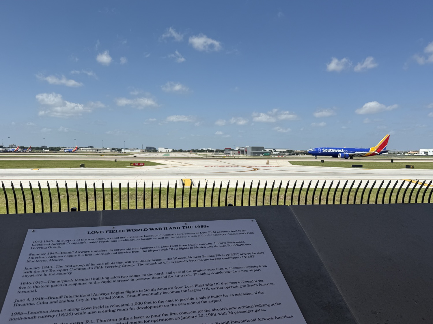 Love Field Observation Area — Southwest jet & interpretive sign