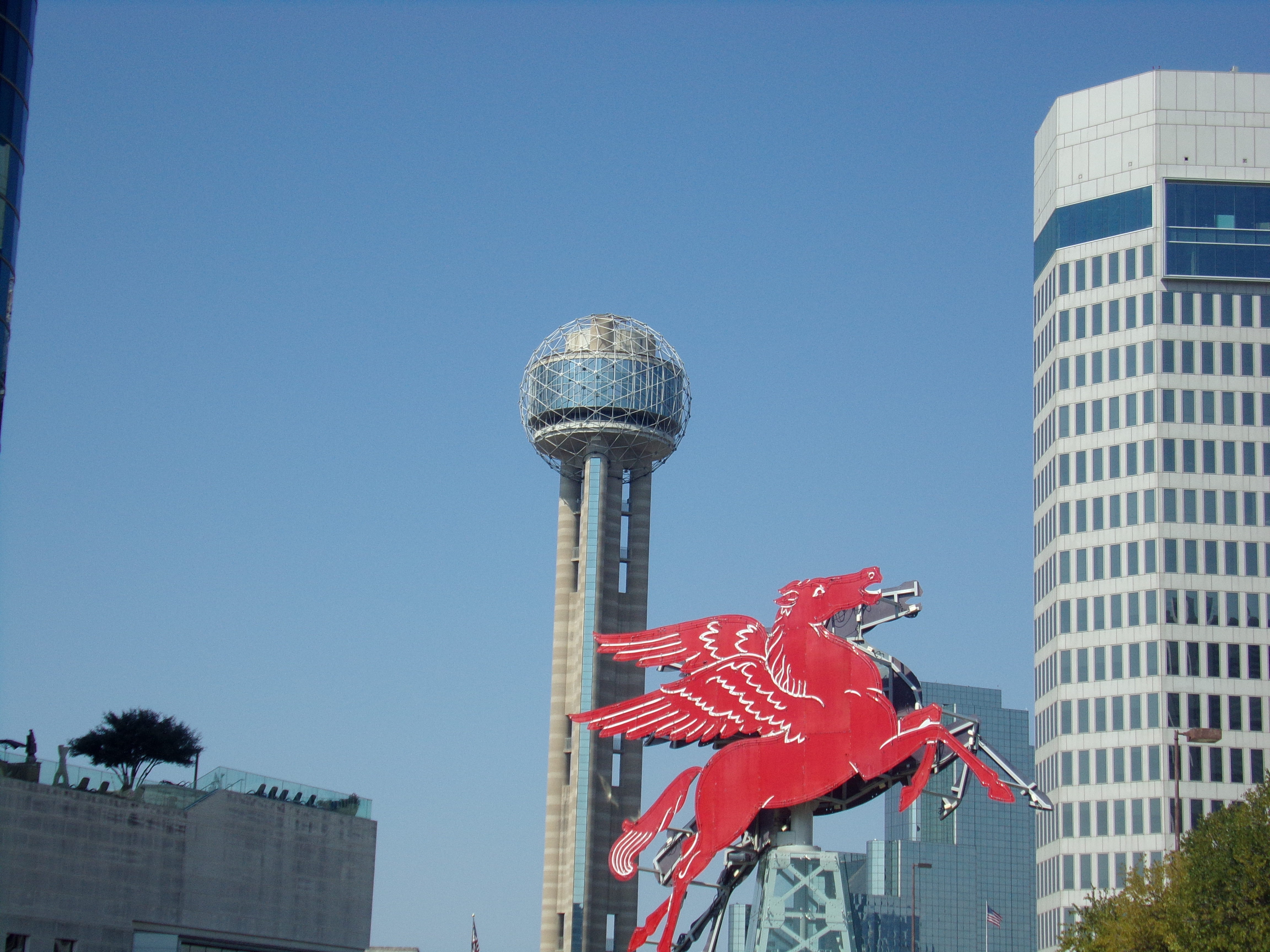 Red Pegasus with Reunion Tower