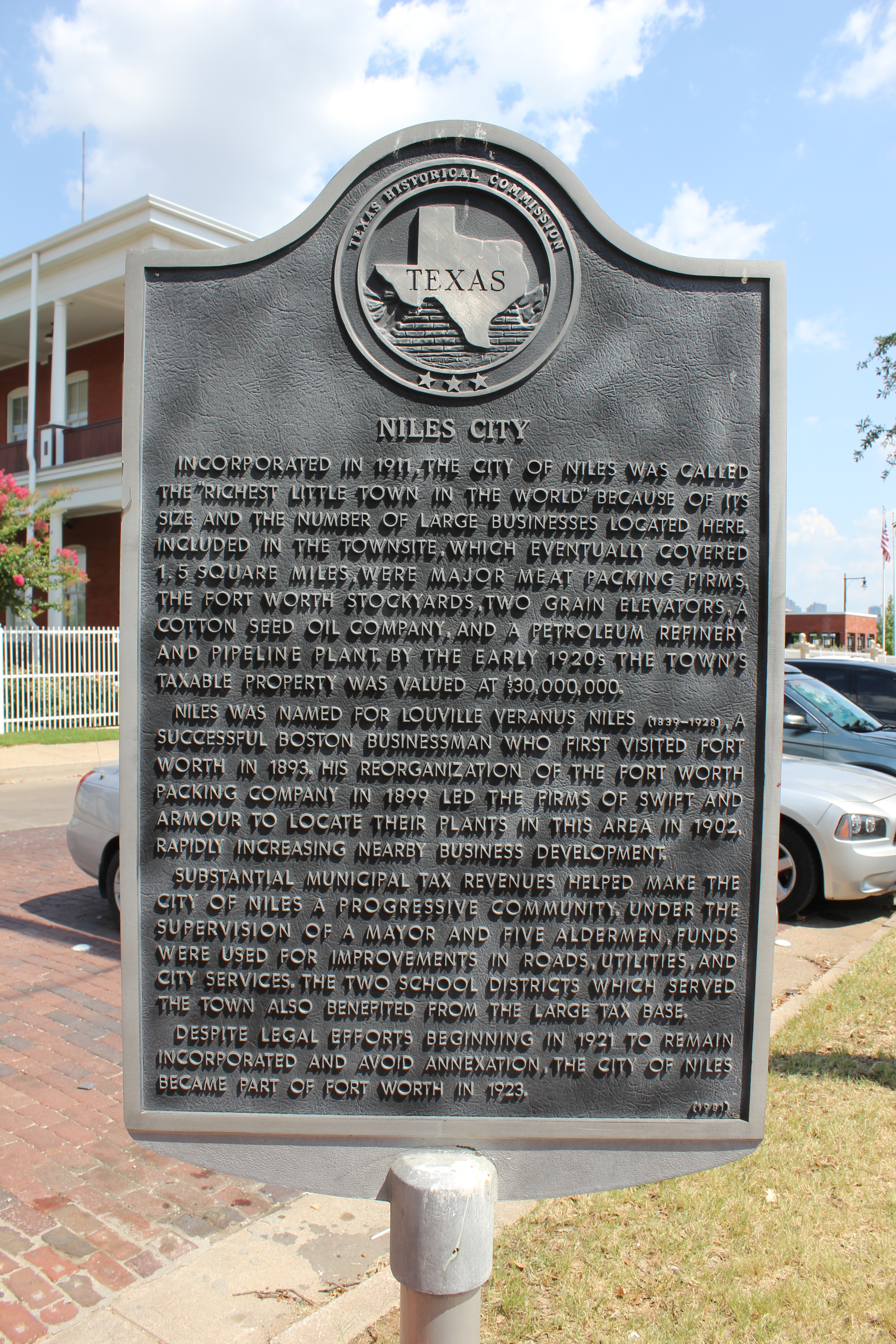 Niles City, Fort Worth, Texas Historical Marker (8118059688).jpg