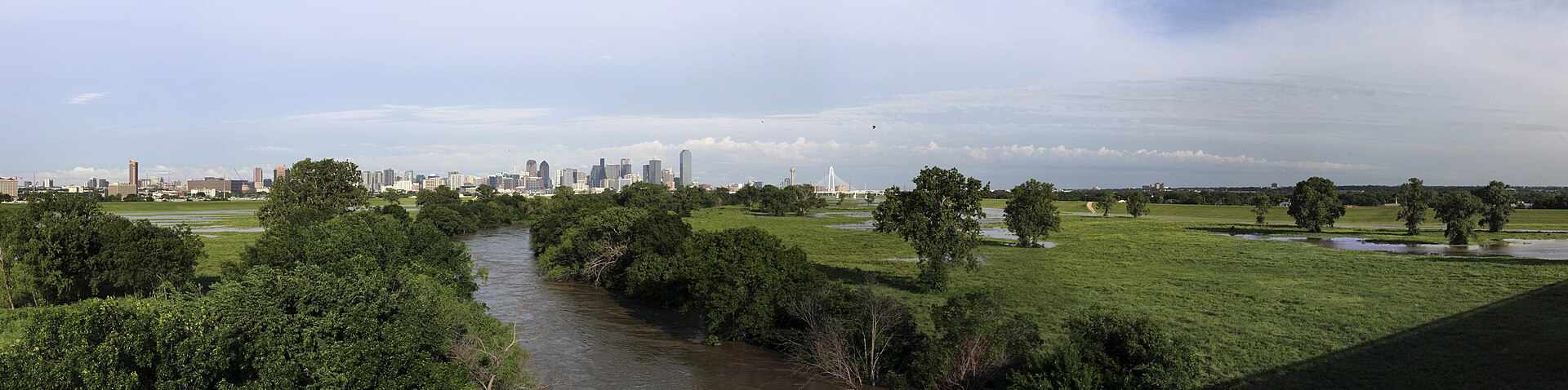 Dallas Texas skyline overlooking the Trinity River in spring 2024 Full Resolution
